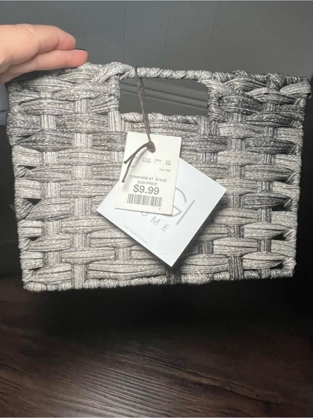 RGI Woven like Decorative Storage Basket in Gray indoor/outdoor. 14 W 9 1/2 D - Picture 4 of 5